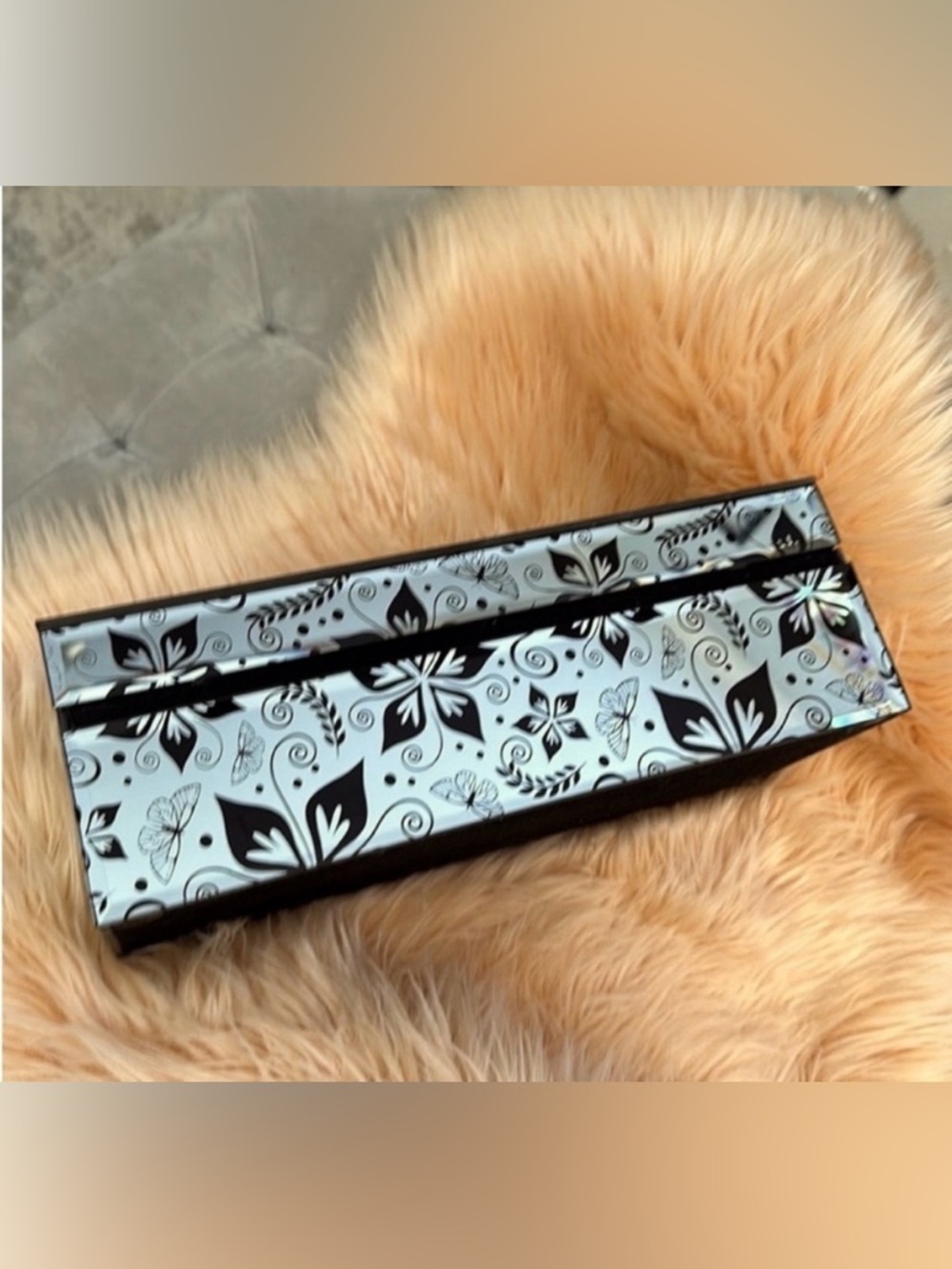 Butterfly and Floral Mirrored Jewelry Box Velvet Interior FIRM 55% OFF